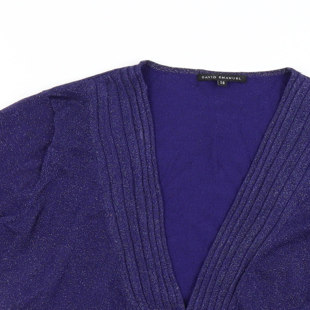 David Emanuel Womens Blue  Knit Cardigan Jumper Size 16