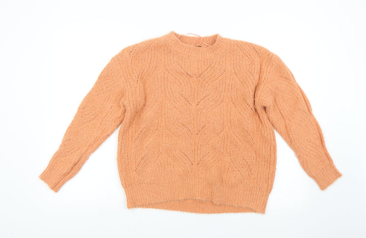 M&Co Womens Orange Knit Pullover Jumper Size 10