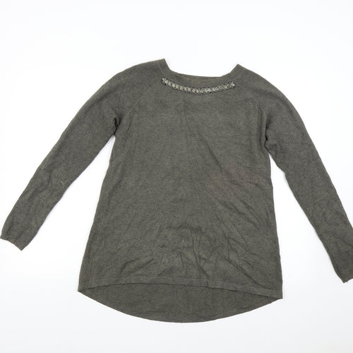 Finery Womens Green  Knit Pullover Jumper Size L