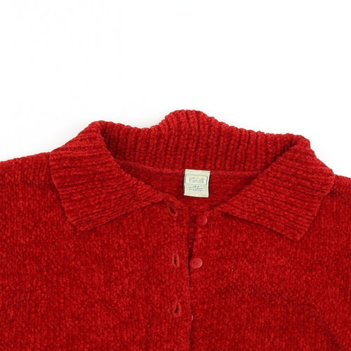 C&A Girls Red  Knit Cardigan Jumper Size 14 Years