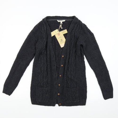 Fat Face Womens Grey  Knit Cardigan Jumper Size 10