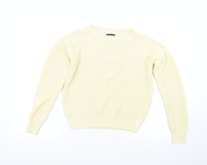 Boohoo Womens Beige Knit Pullover Jumper Size 12