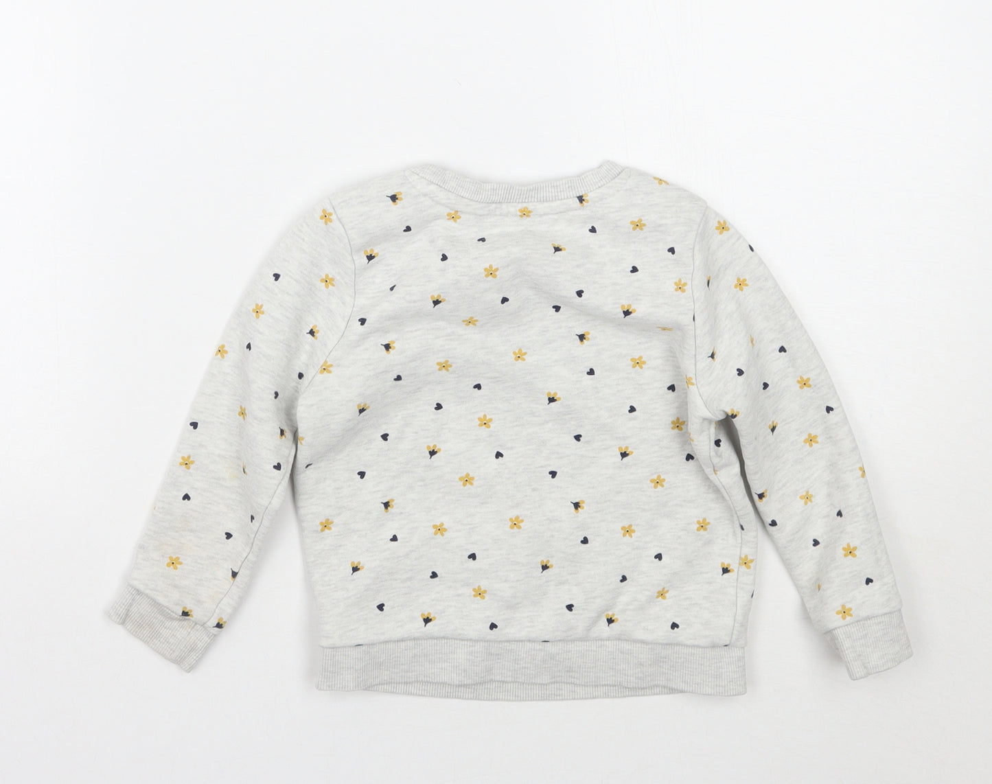 George Girls Grey Floral  Pullover Jumper Size 2-3 Years