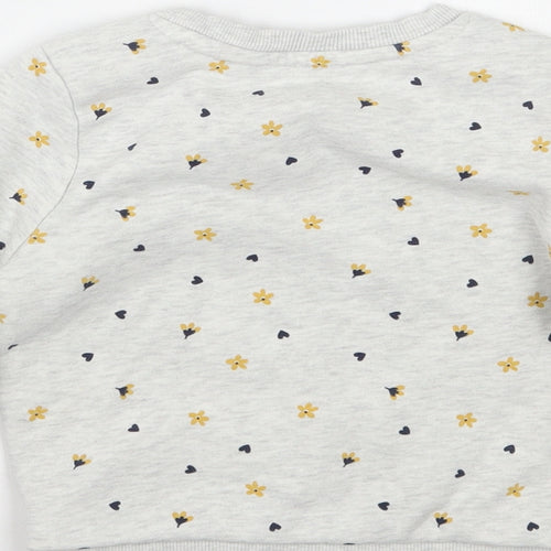 George Girls Grey Floral  Pullover Jumper Size 2-3 Years