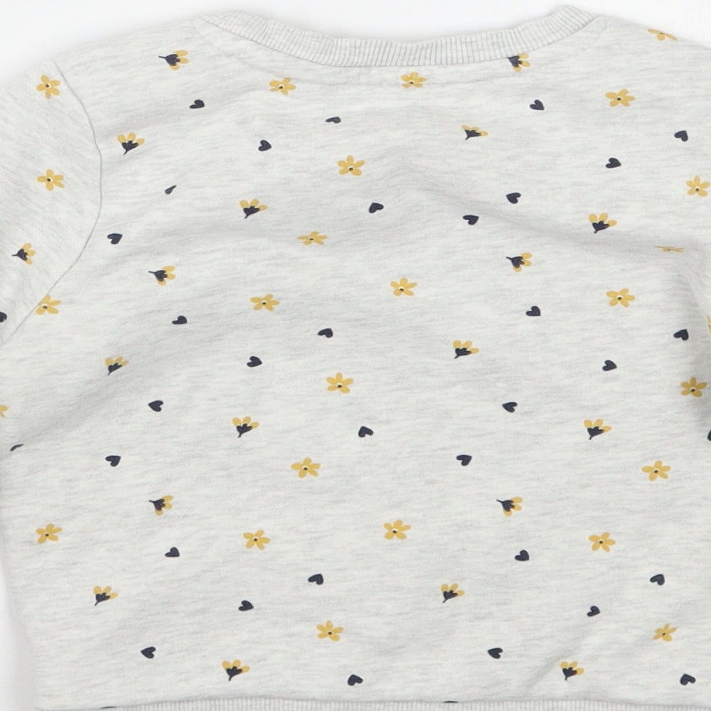 George Girls Grey Floral  Pullover Jumper Size 2-3 Years