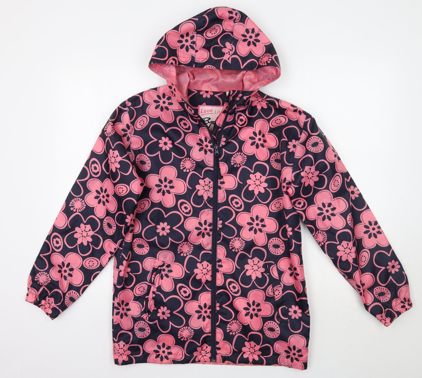 Rydale Girls Black Floral  Rain Coat Coat Size 13 Years