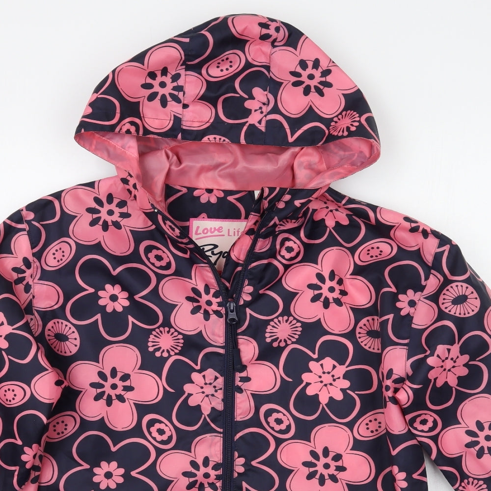 Rydale Girls Black Floral  Rain Coat Coat Size 13 Years