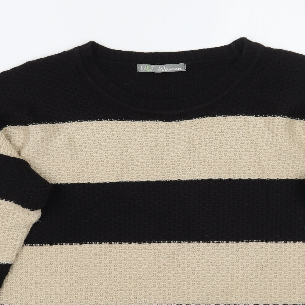 Marks and Spencer Womens Black Striped  Pullover Jumper Size 12
