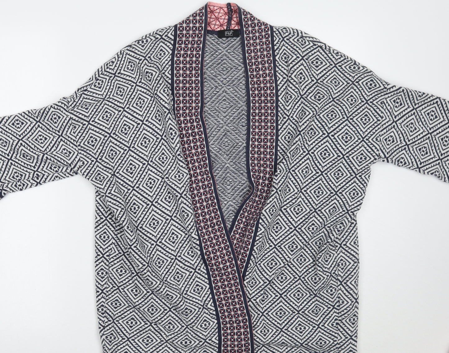 F&F Womens White Geometric  Pullover Jumper Size 12