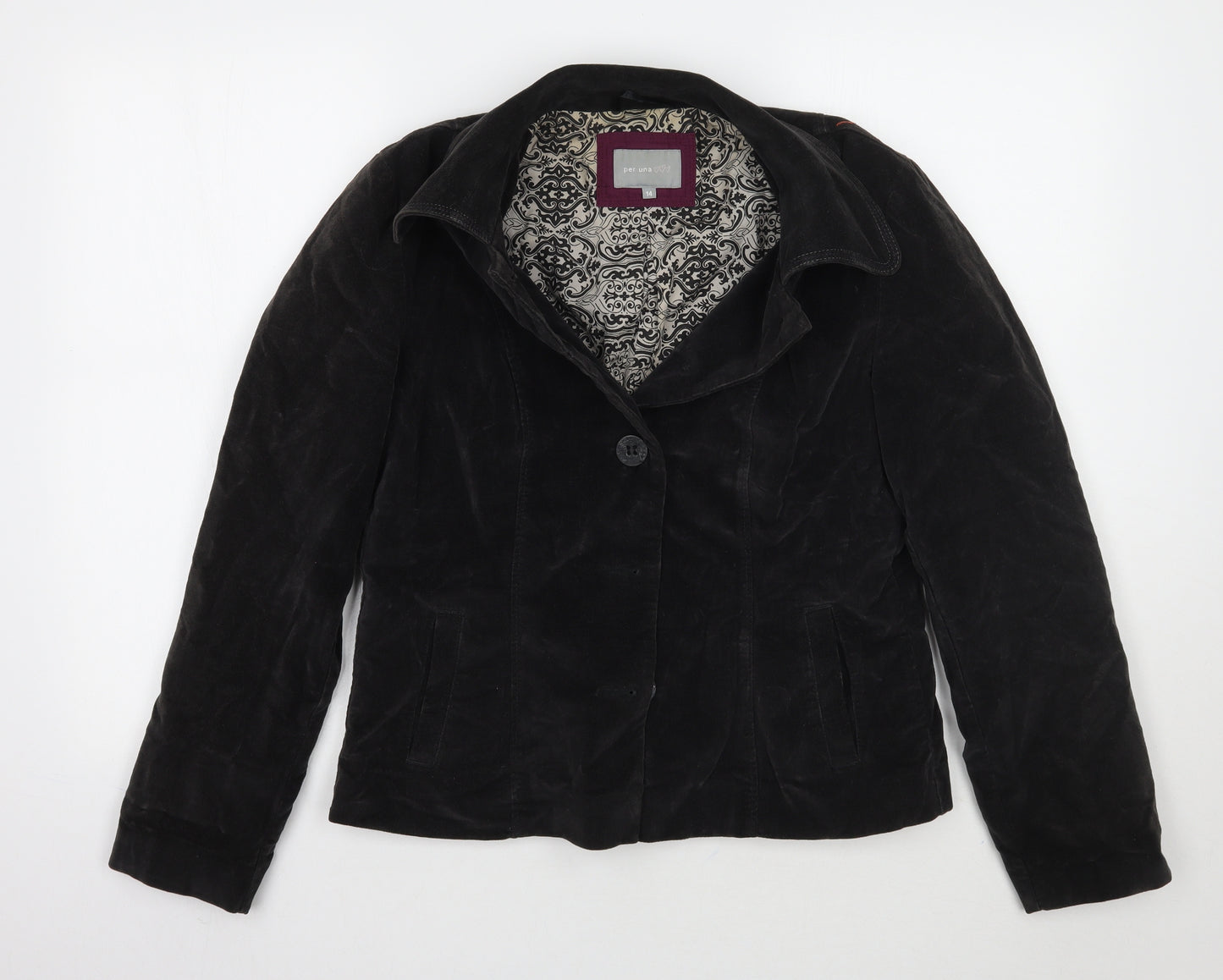 Per Una Womens Black   Jacket Coat Size 14