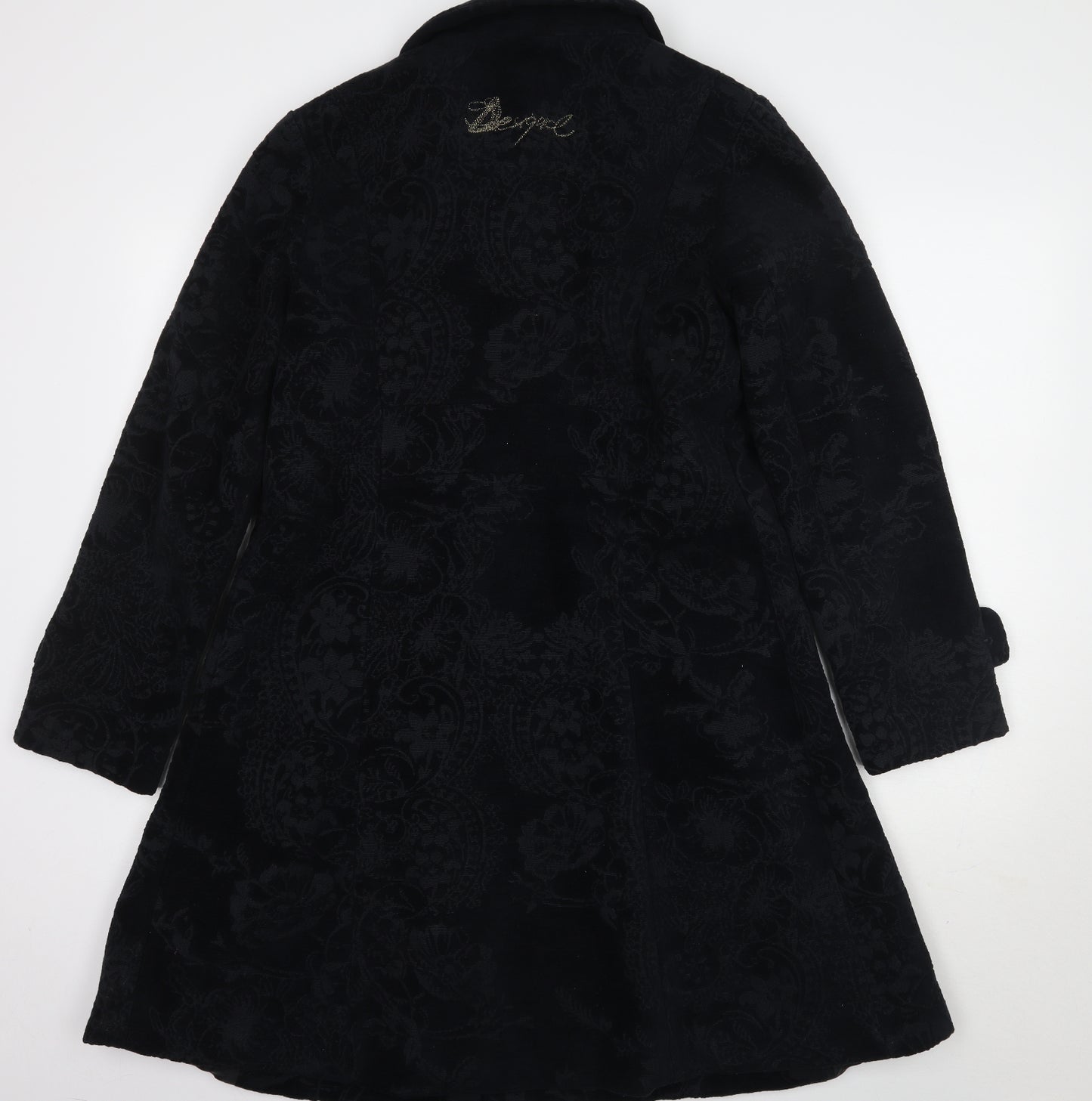 Desigual Womens Black Floral  Jacket Coat Size 16