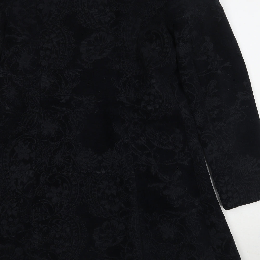 Desigual Womens Black Floral  Jacket Coat Size 16