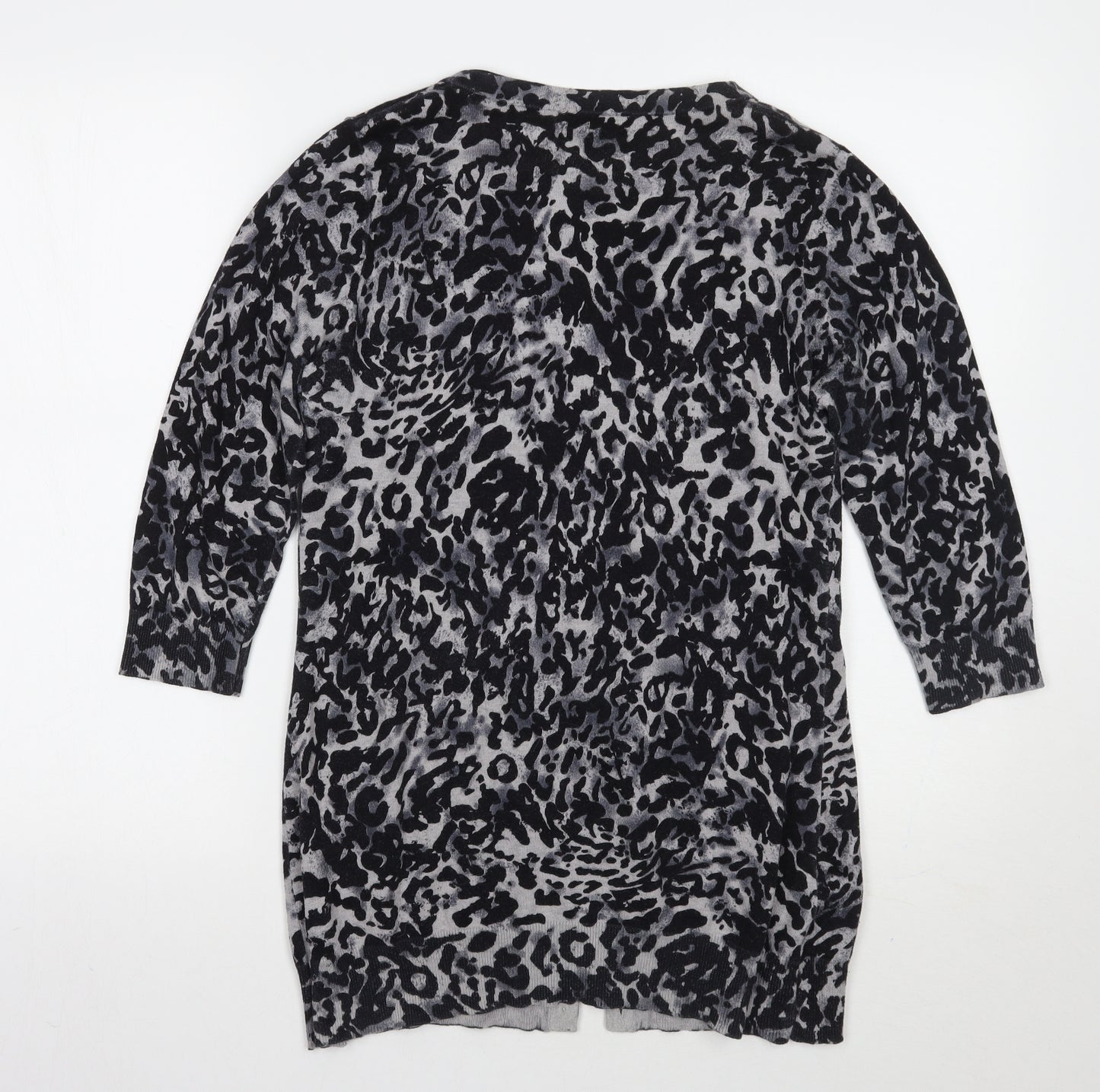 Warehouse Womens Grey Animal Print  Cardigan Jumper Size 14
