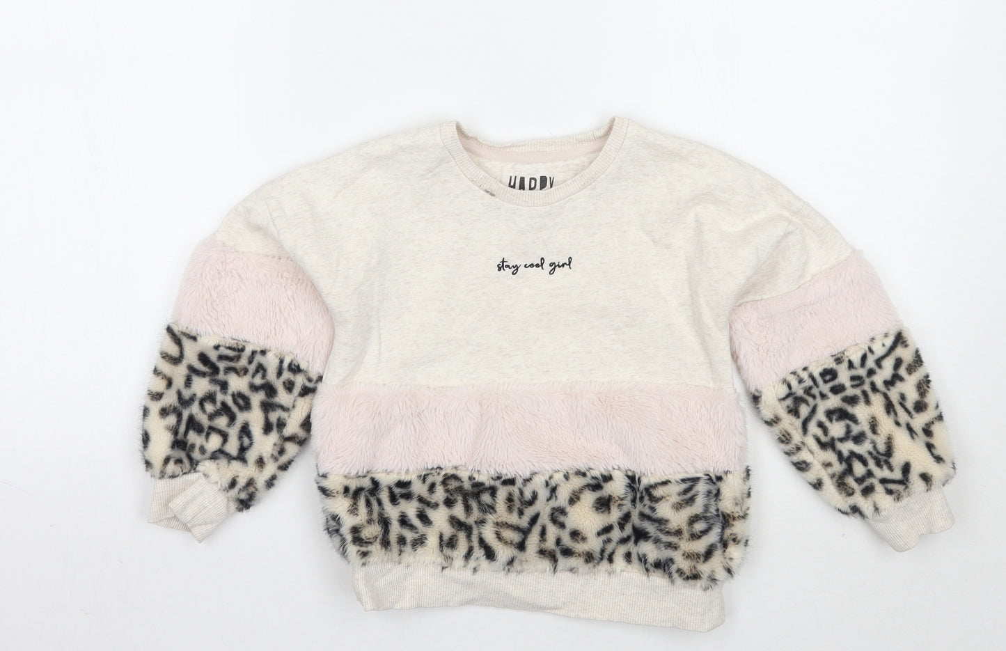 F&F Girls Grey Animal Print  Pullover Jumper Size 5-6 Years