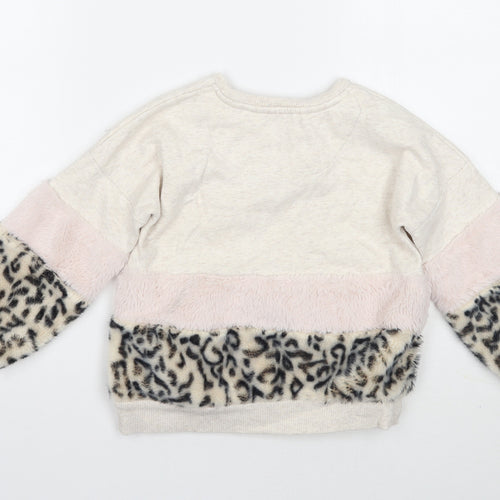 F&F Girls Grey Animal Print  Pullover Jumper Size 5-6 Years
