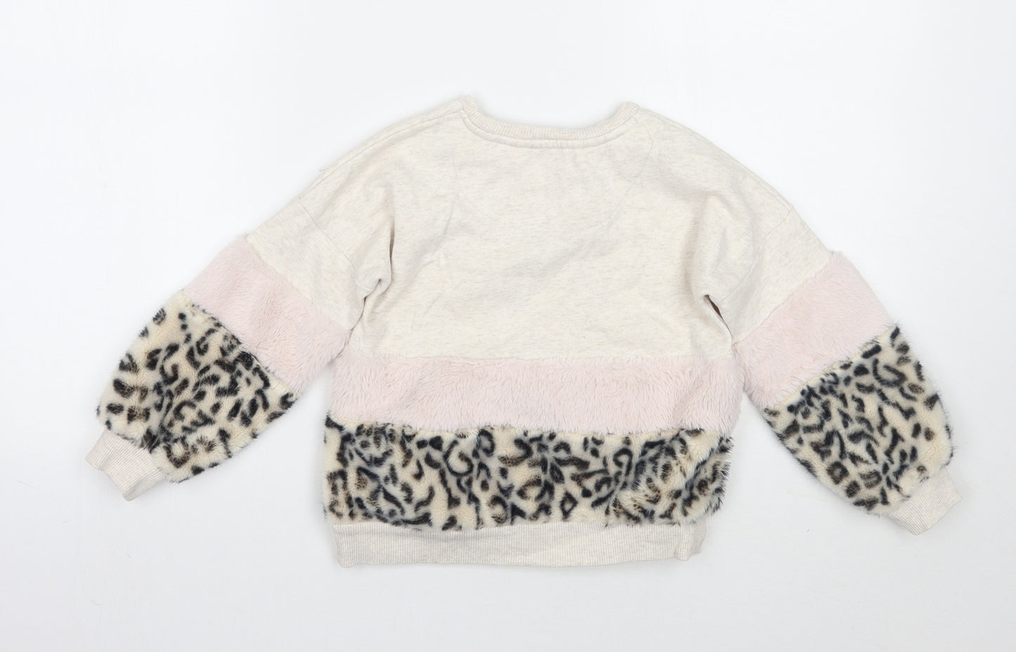 F&F Girls Grey Animal Print  Pullover Jumper Size 5-6 Years