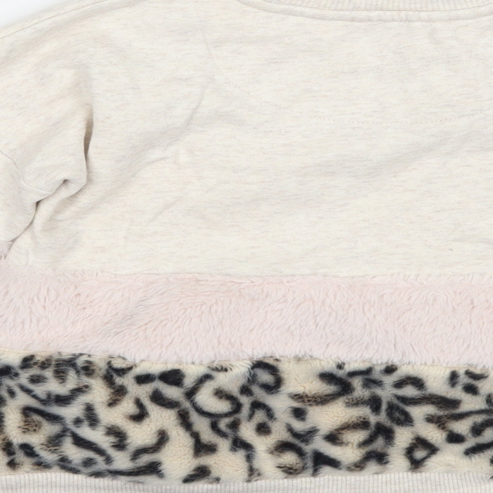 F&F Girls Grey Animal Print  Pullover Jumper Size 5-6 Years