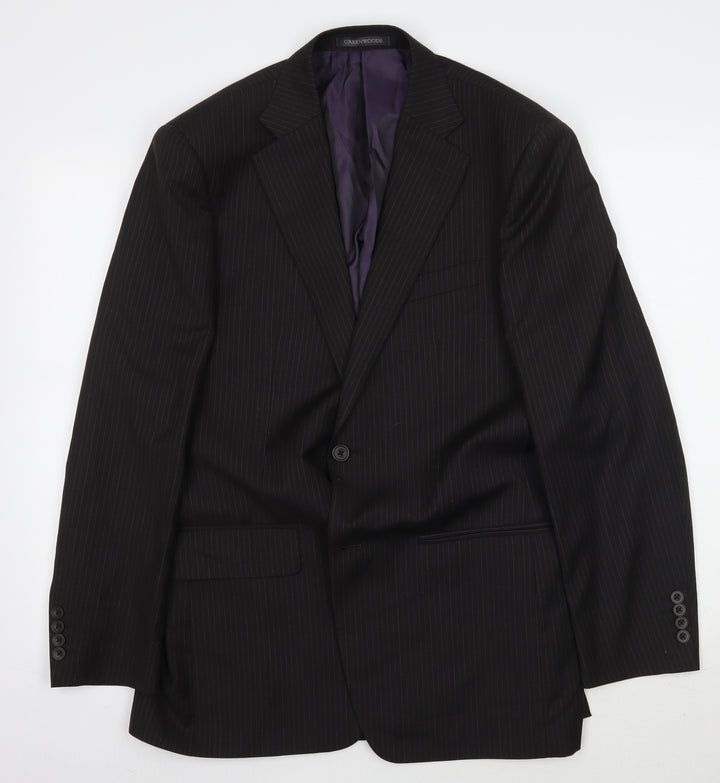 Greenwoods Mens Black Striped  Jacket Suit Jacket Size 38