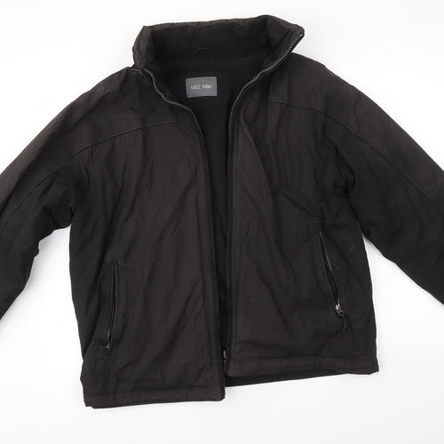 M&S Mens Black   Overcoat Coat Size L