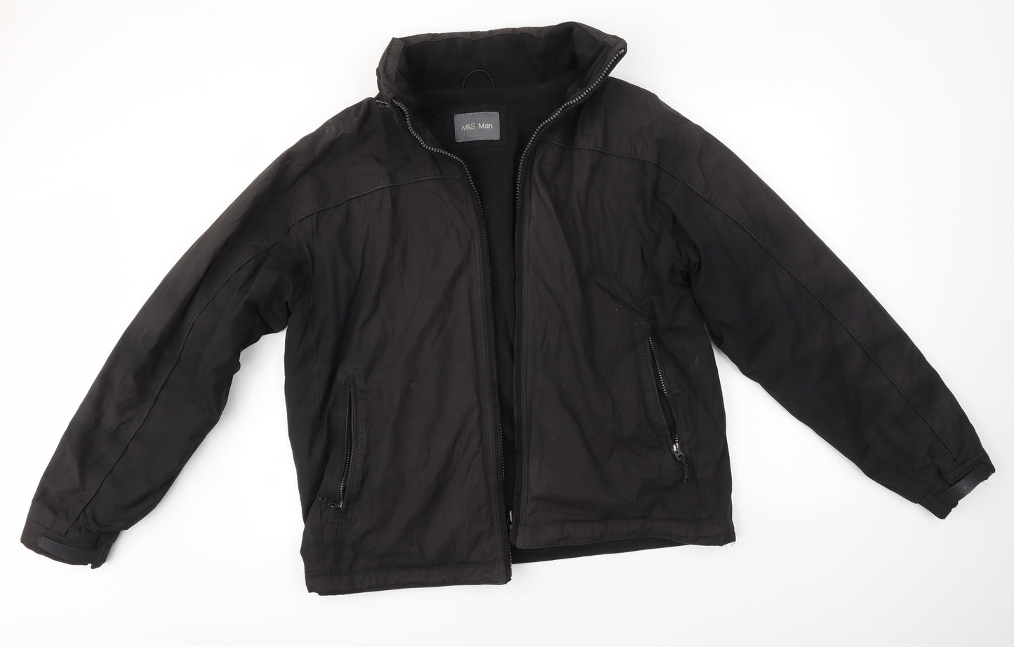 M&S Mens Black   Overcoat Coat Size L