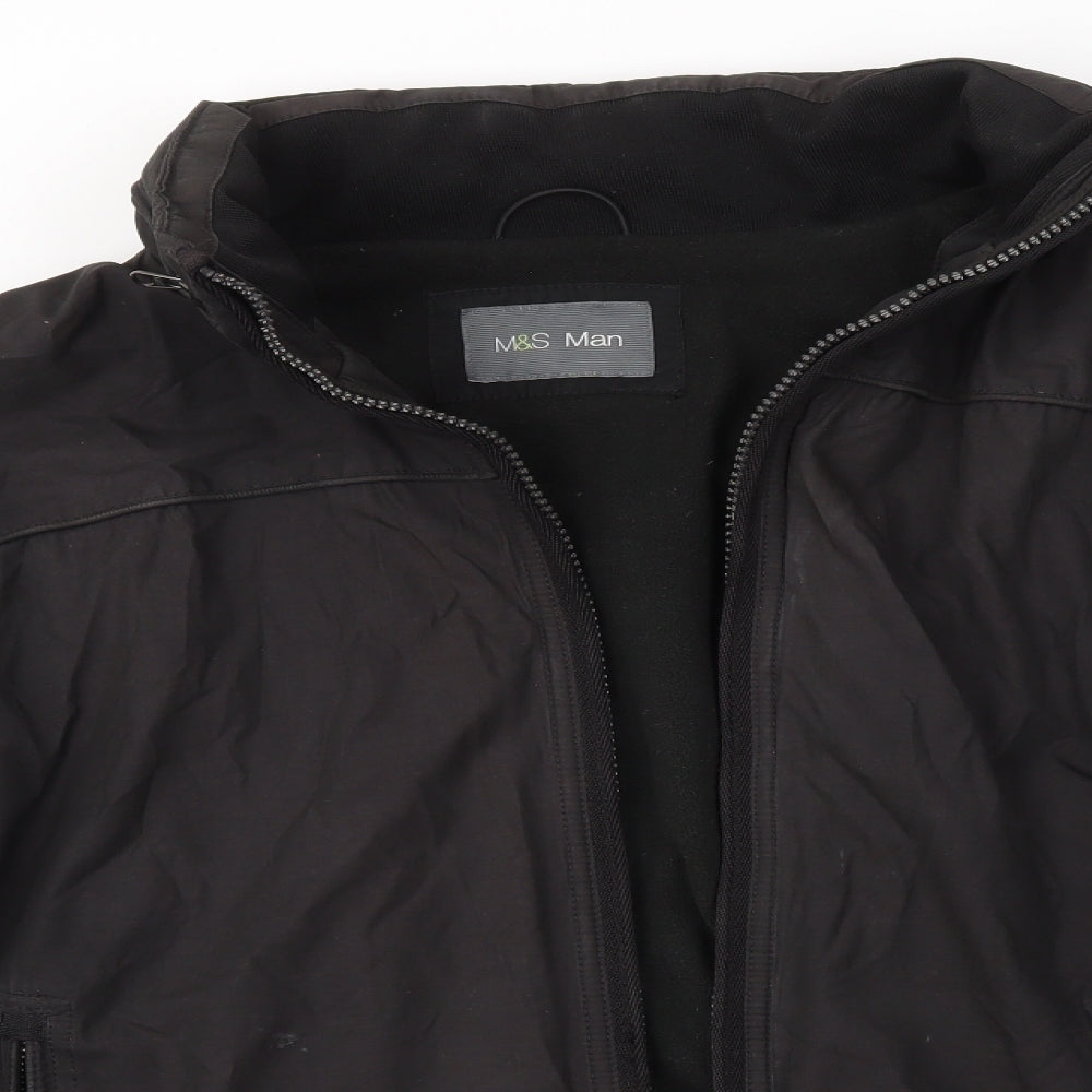 M&S Mens Black   Overcoat Coat Size L