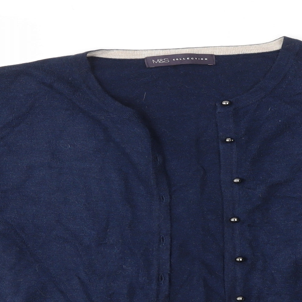 M&S Womens Blue   Cardigan Jumper Size 14
