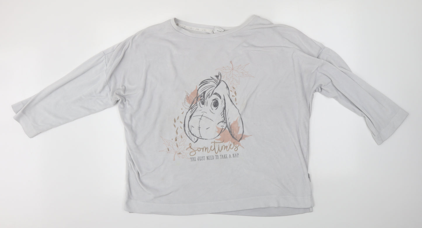 Disney Womens Grey Solid  Top Pyjama Top Size 16  - Eeyore