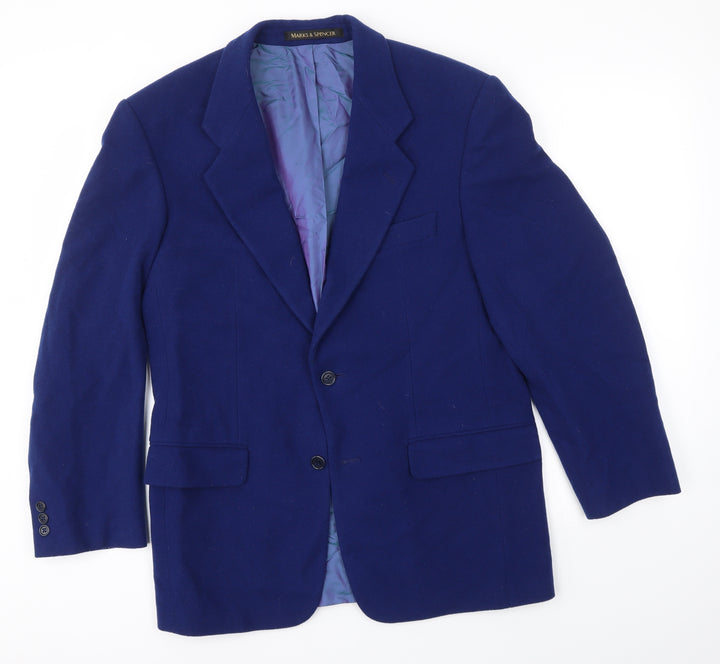 M&S Womens Blue   Overcoat Coat Size M