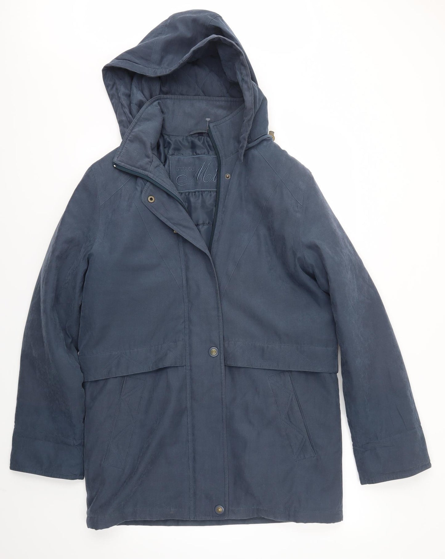 NUAGE MICRO Womens Blue   Overcoat Coat Size 10