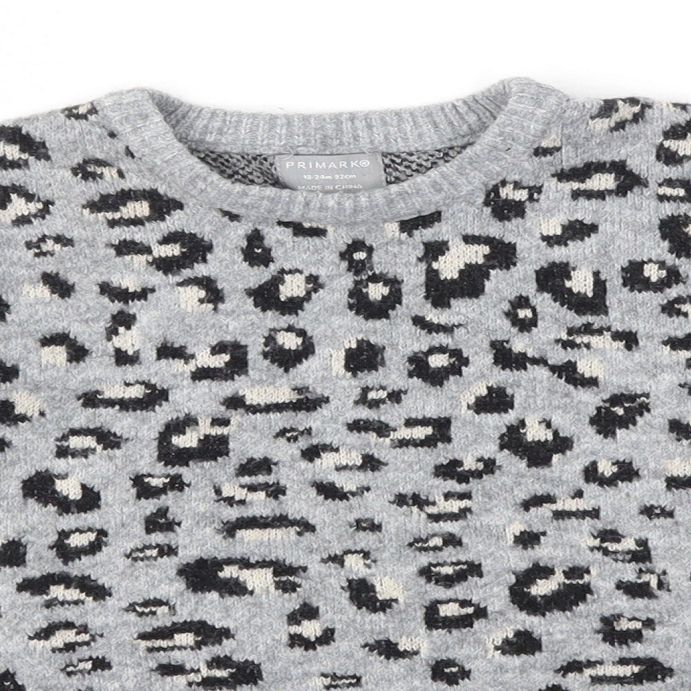 Primark Baby Grey Animal Print  Pullover Jumper Size 18-24 Months