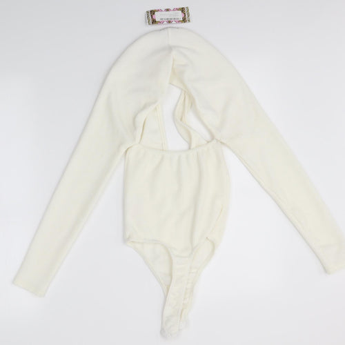 Boohoo Womens Ivory   Bodysuit One-Piece Size 6