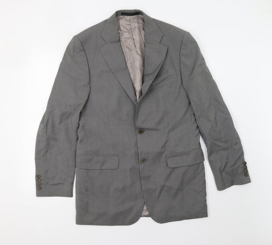 Front view of Preworn men’s grey jacket blazer, size 42