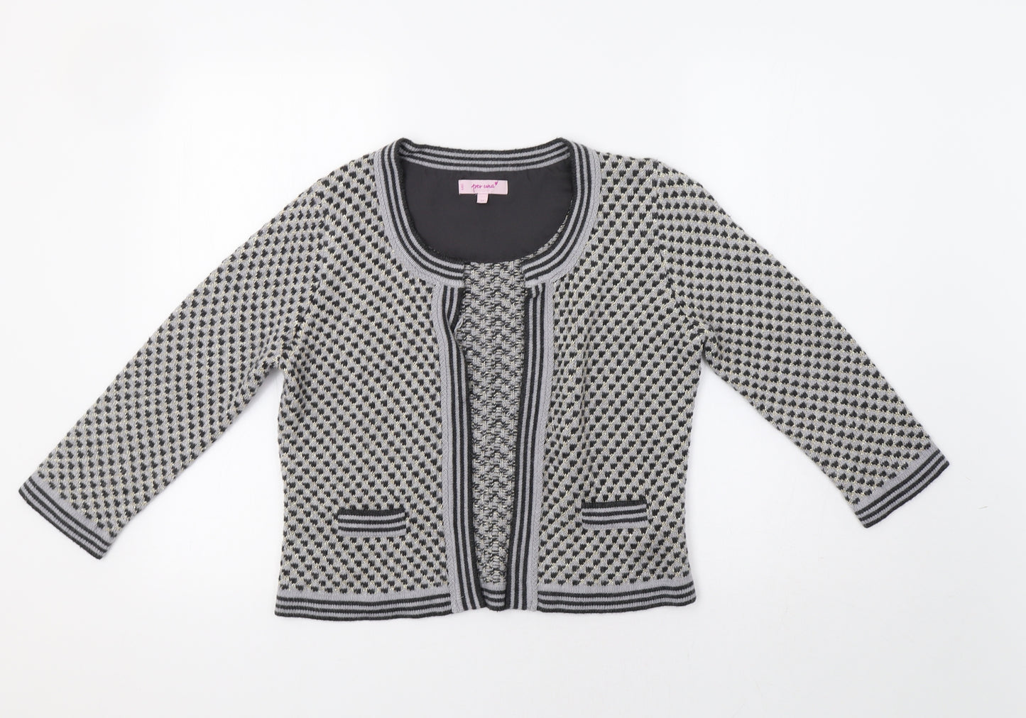 Per Una Womens Green Houndstooth  Cardigan Jumper Size 12