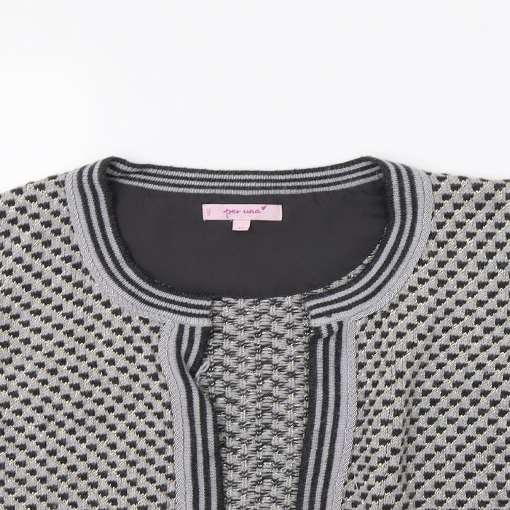 Per Una Womens Green Houndstooth  Cardigan Jumper Size 12