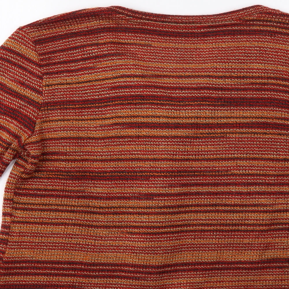 Per Una Womens Red Striped  Cardigan Jumper Size L