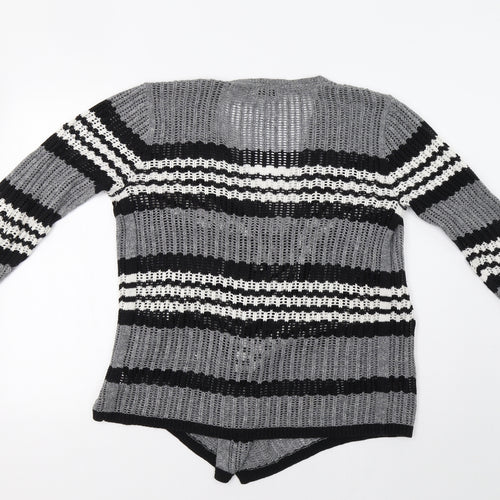 Papaya Womens Grey Striped  Cardigan Jumper Size S