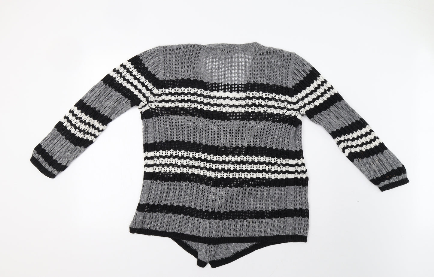 Papaya Womens Grey Striped  Cardigan Jumper Size S