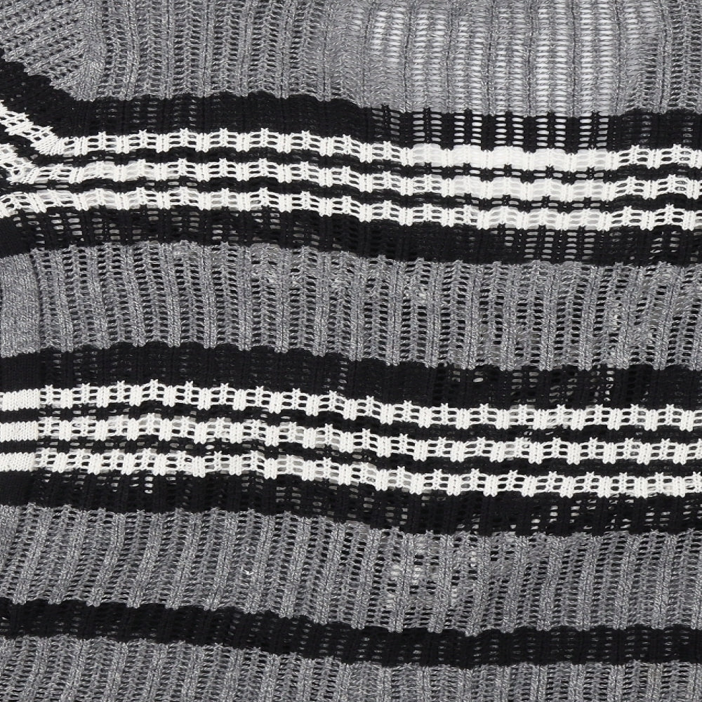Papaya Womens Grey Striped  Cardigan Jumper Size S