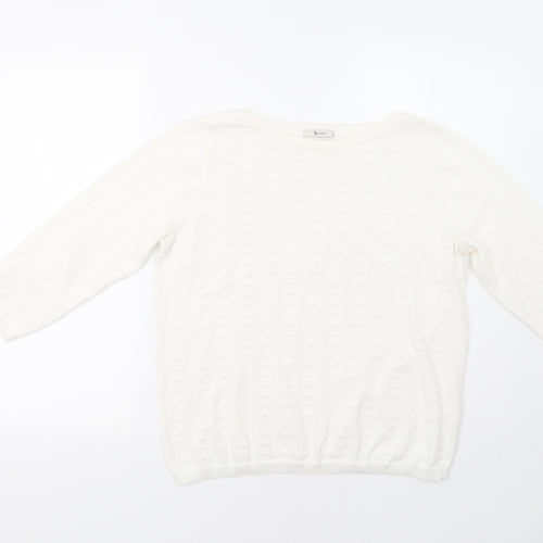 TU Womens White Polka Dot  Pullover Jumper Size 14