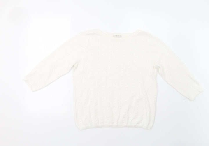 TU Womens White Polka Dot Pullover Jumper Size 14