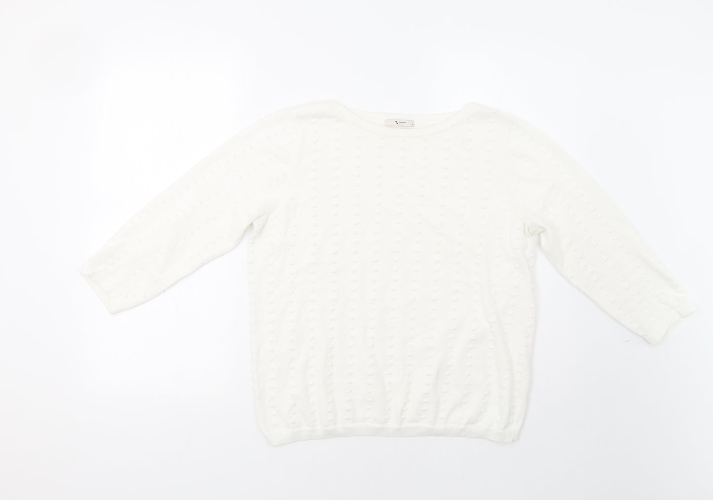 TU Womens White Polka Dot  Pullover Jumper Size 14