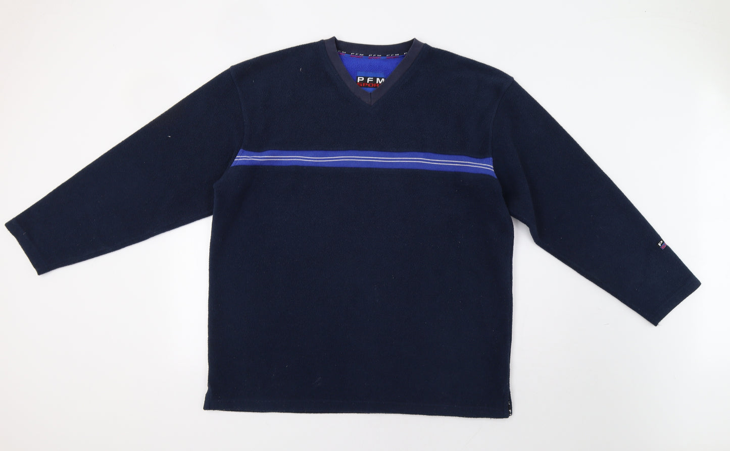 PFM sport Mens Blue Striped  Pullover Sweatshirt Size L