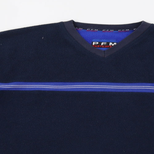 PFM sport Mens Blue Striped  Pullover Sweatshirt Size L