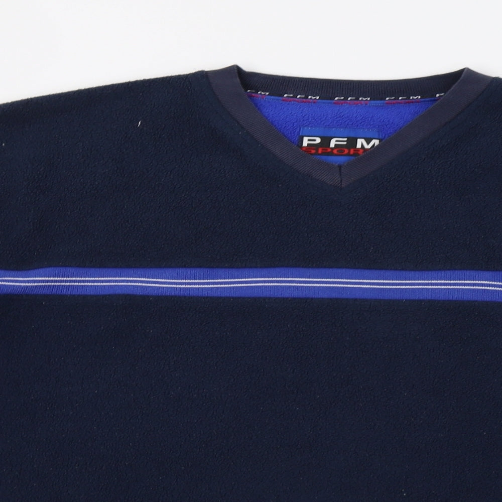 PFM sport Mens Blue Striped  Pullover Sweatshirt Size L