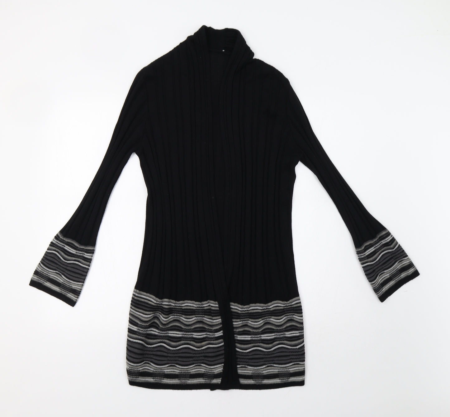 Per Una Womens Black Striped  Cardigan Jumper Size 10