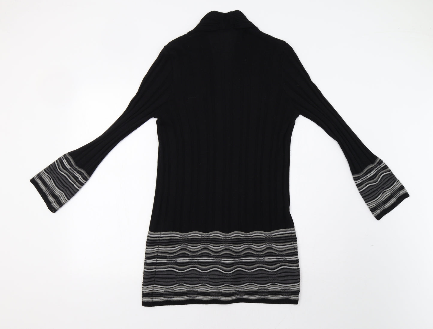 Per Una Womens Black Striped  Cardigan Jumper Size 10