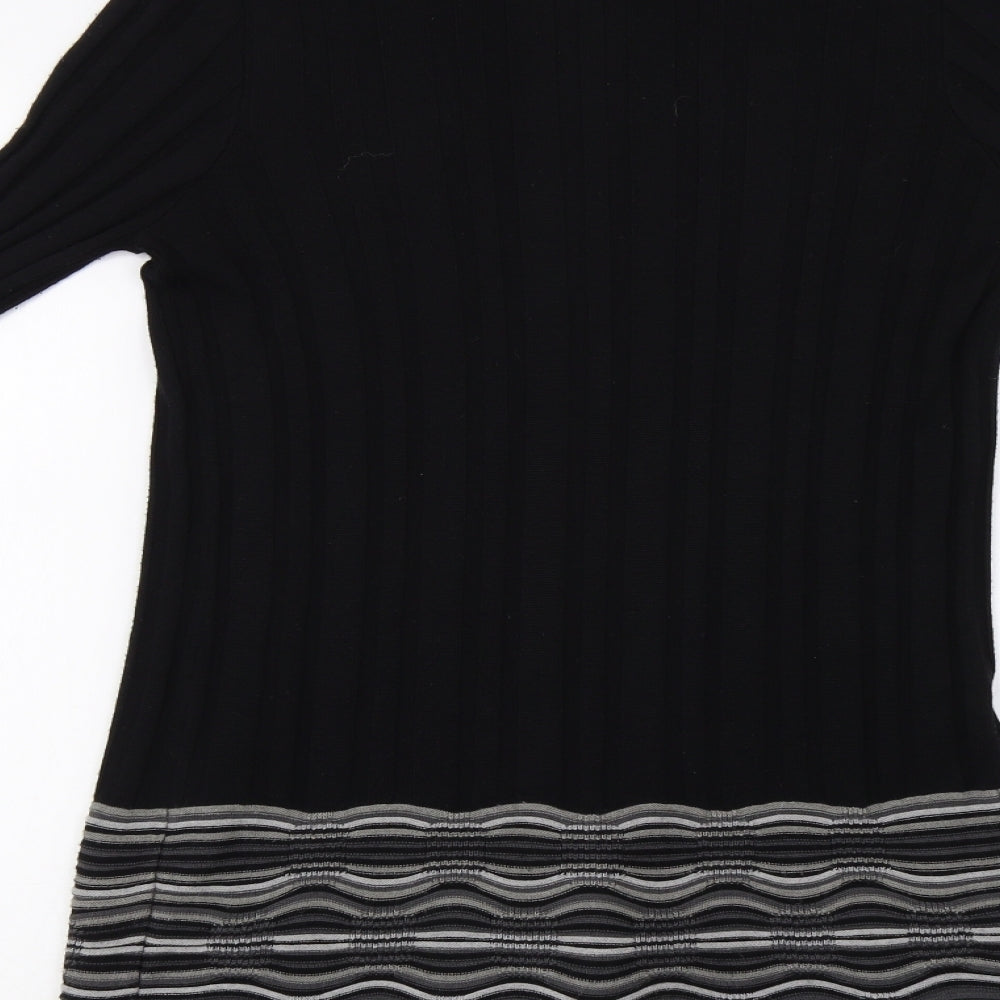 Per Una Womens Black Striped  Cardigan Jumper Size 10