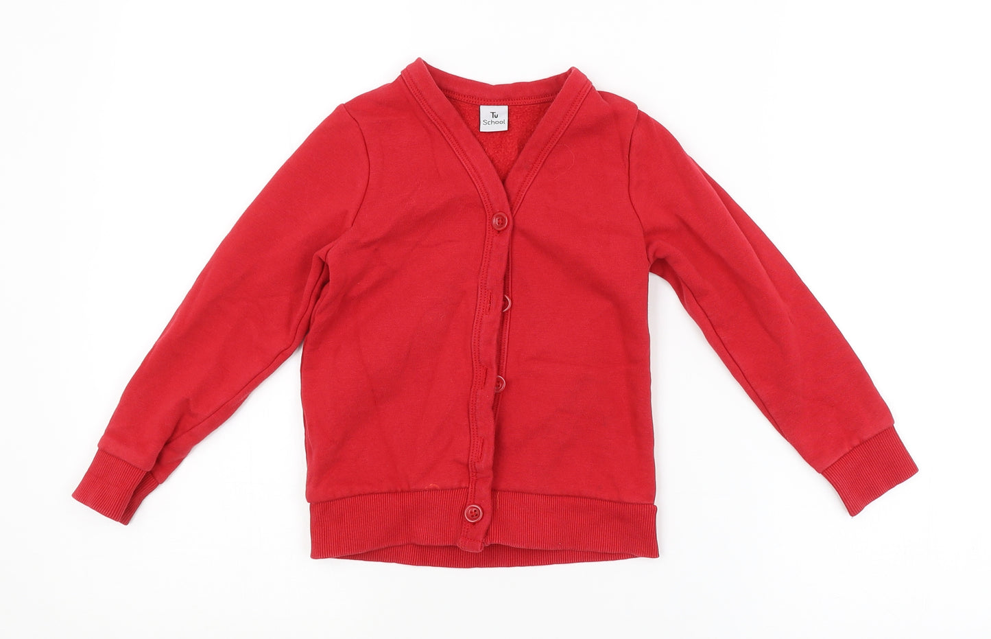 TU SCHOOL Girls Red   Cardigan Jumper Size 3 Years
