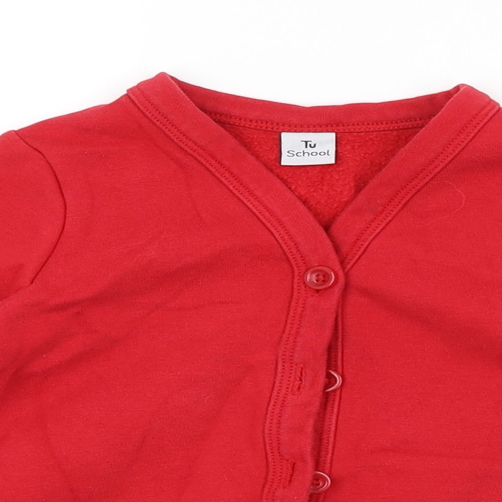TU SCHOOL Girls Red   Cardigan Jumper Size 3 Years