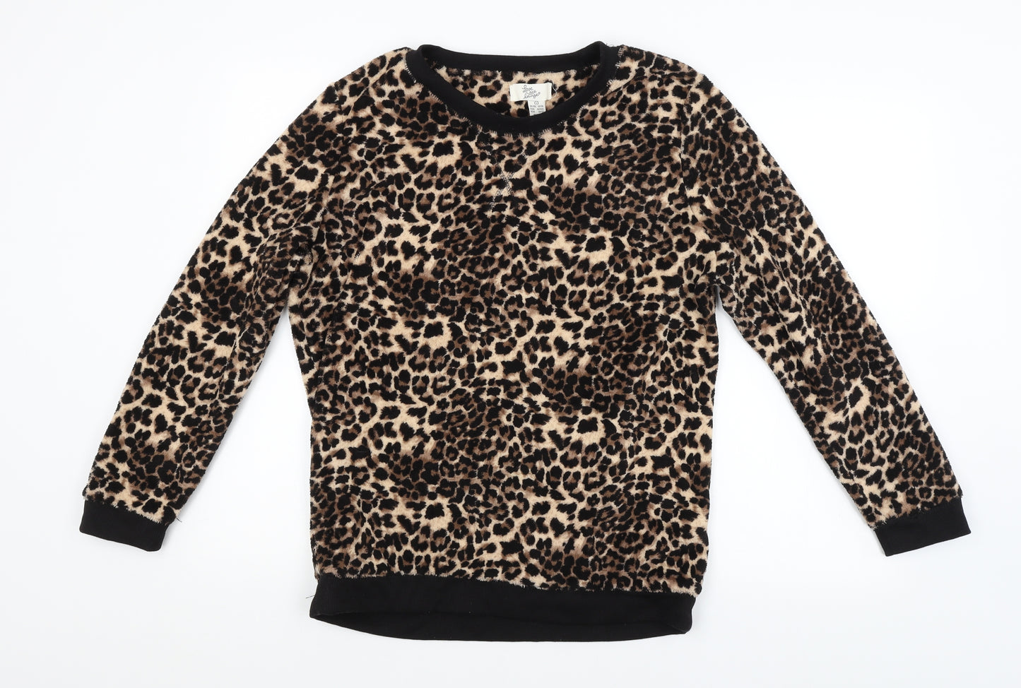 LOVE TO LOUNGE Womens Brown Animal Print  Pullover Sweatshirt Size 14
